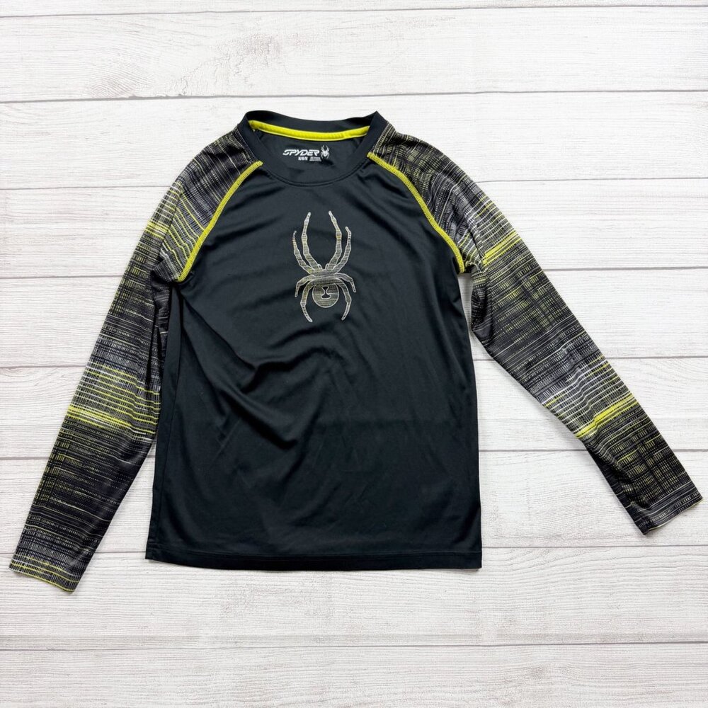 Spyder Boys Black Long Sleeve Performance Athletic Shirt Logo Graphic M